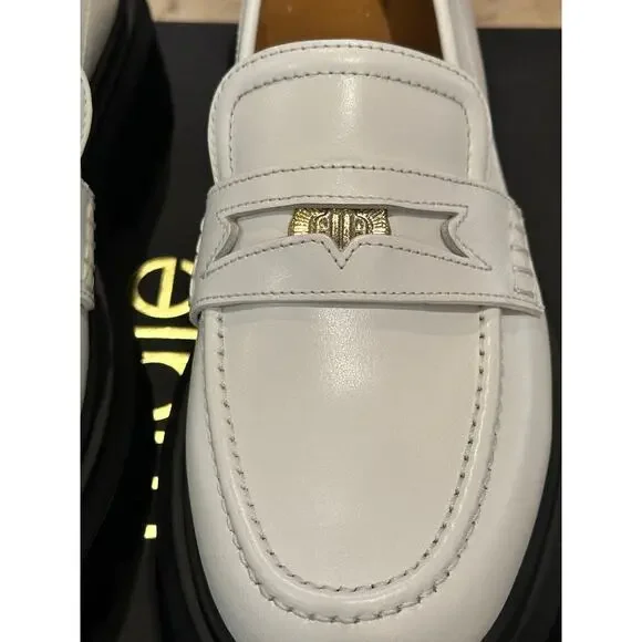 NEW Maje Leather Platform Coin Loafers White - Picture 5 of 10